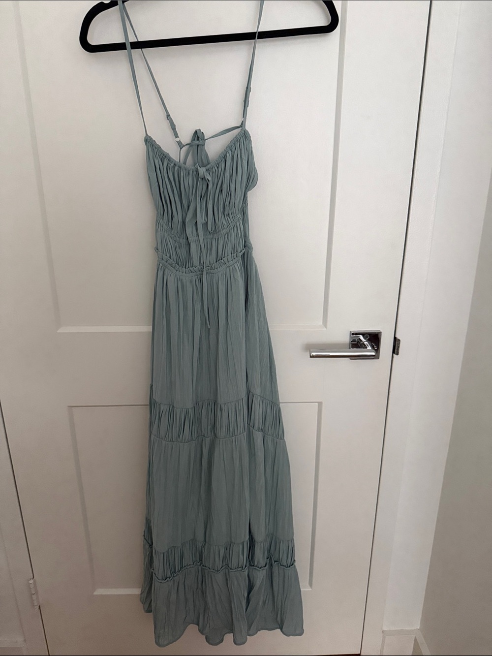 Blue Spaghetti-Strap backless Maxi Dress